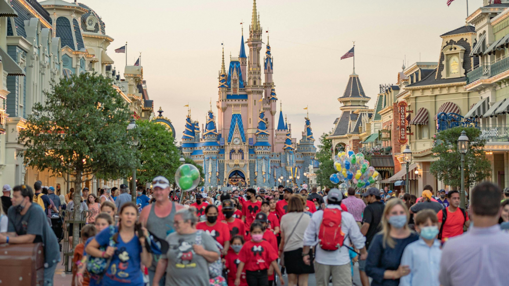 People Walking Main Street Disneyland California